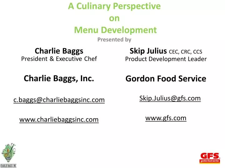a culinary perspective on menu development presented by