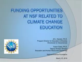 funding opportunities at nsf related to Climate change education
