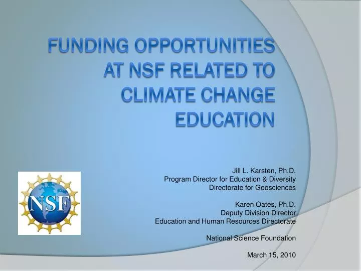 funding opportunities at nsf related to climate change education
