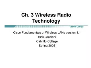 Ch. 3 Wireless Radio Technology