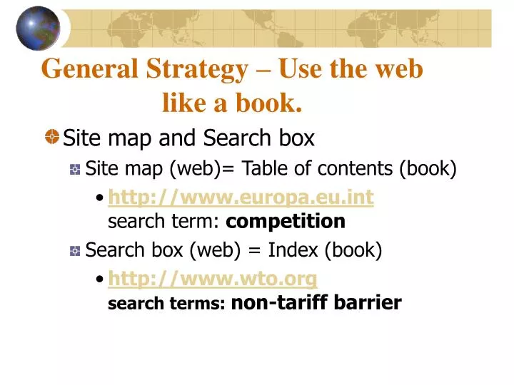 general strategy use the web like a book