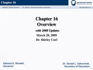 Chapter 16 Overview with 2008 Updates March 20, 2009 Dr. Shirley Curl