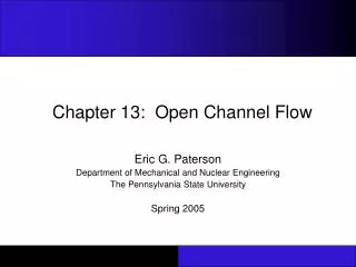 Chapter 13: Open Channel Flow