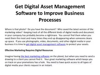 Get Digital Asset Management Software to Improve Business