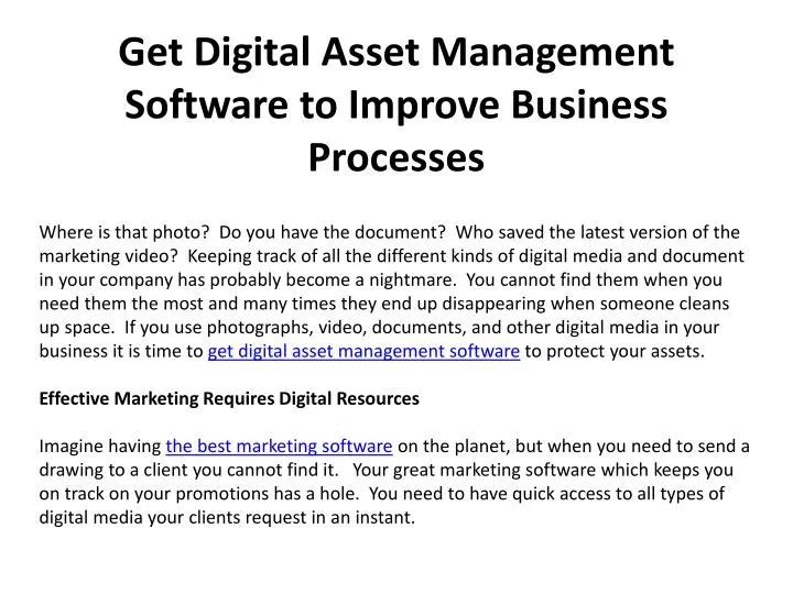 get digital asset management software to improve business processes