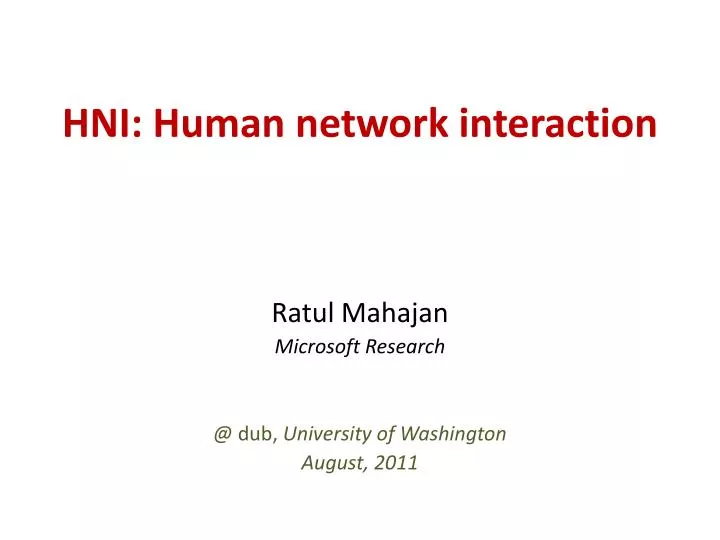 hni human network interaction