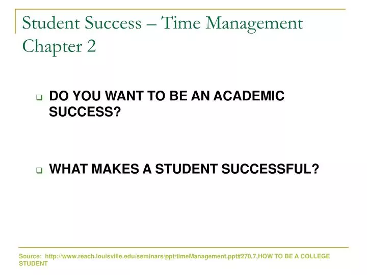 student success time management chapter 2