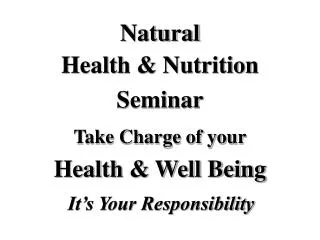Health &amp; Nutrition
