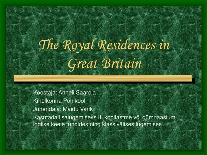 the royal residences in great britain