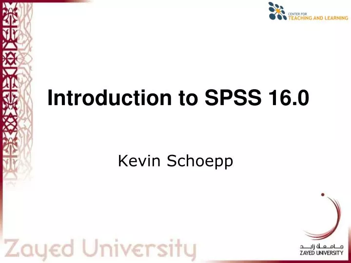 introduction to spss 16 0