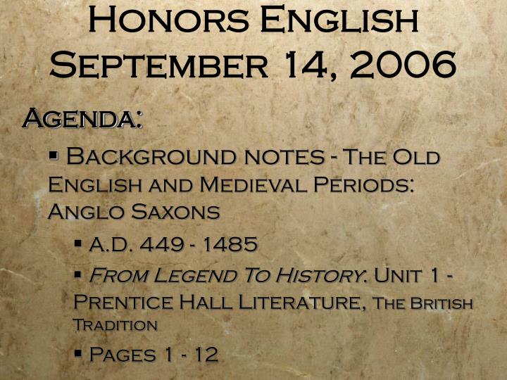 honors english september 14 2006