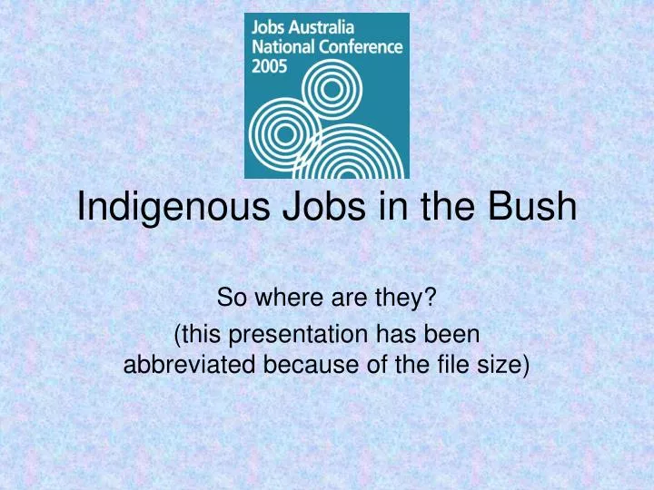 indigenous jobs in the bush