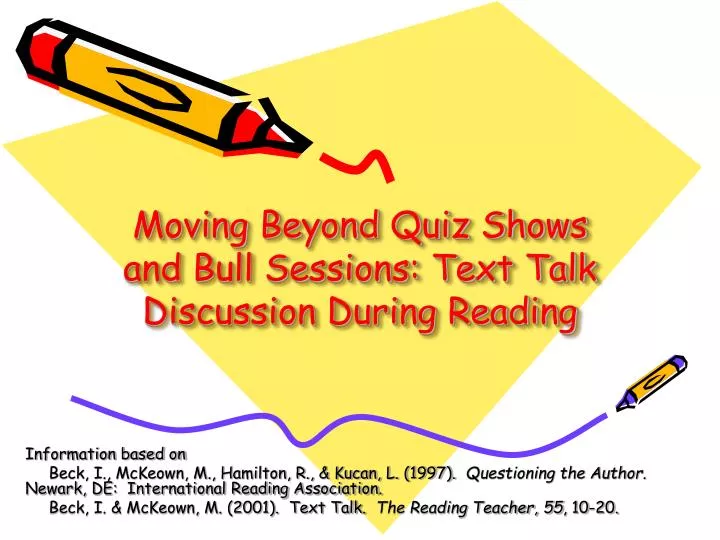 moving beyond quiz shows and bull sessions text talk discussion during reading
