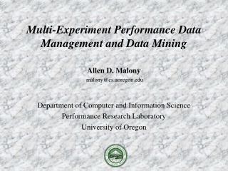 Multi-Experiment Performance Data Management and Data Mining