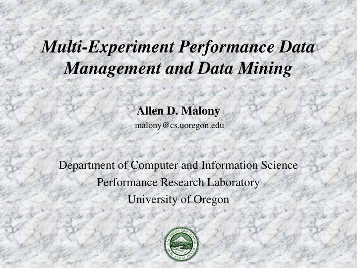 multi experiment performance data management and data mining