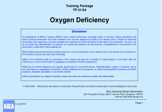 Training Package TP 01/04 Oxygen Deficiency