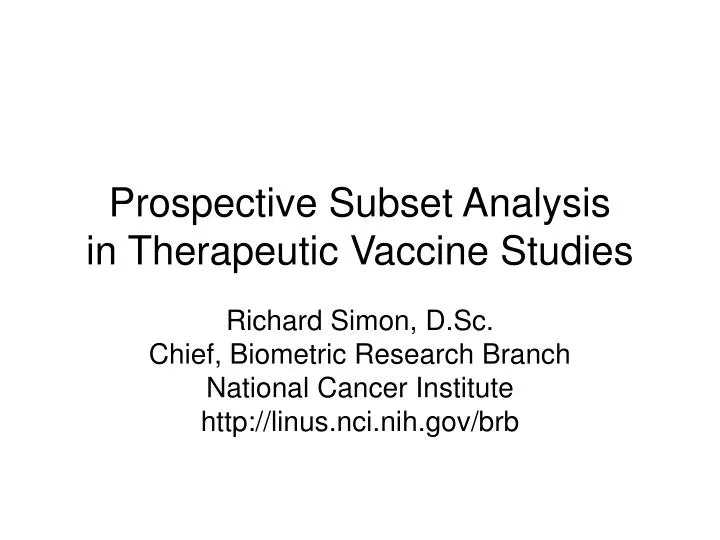 prospective subset analysis in therapeutic vaccine studies