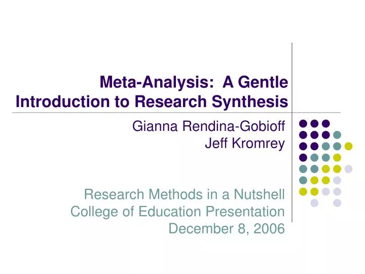 meta analysis a gentle introduction to research synthesis