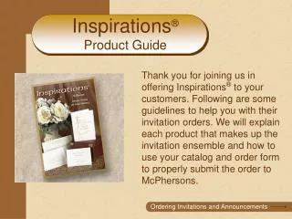 Inspirations ® Product Guide