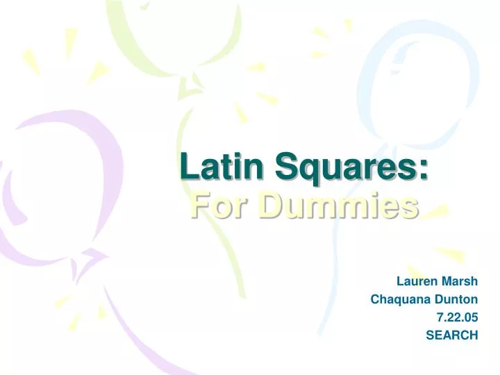 latin squares for dummies