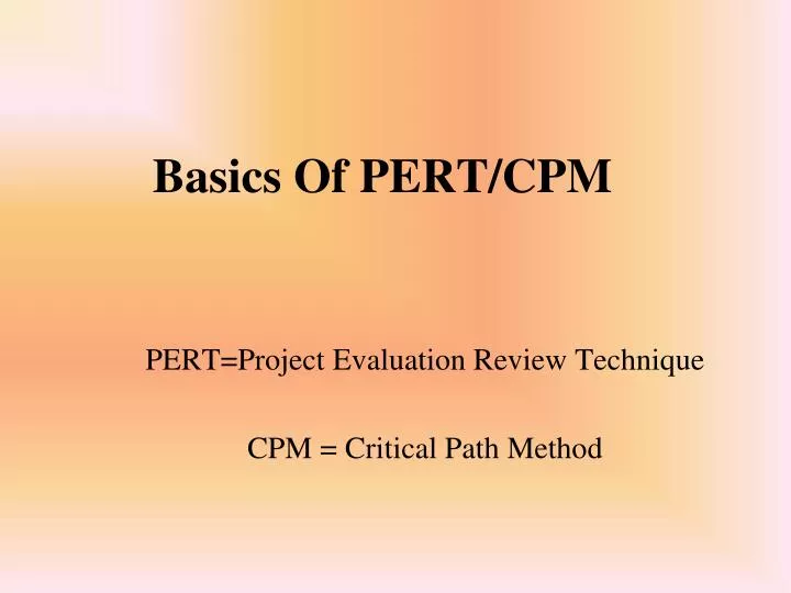 basics of pert cpm