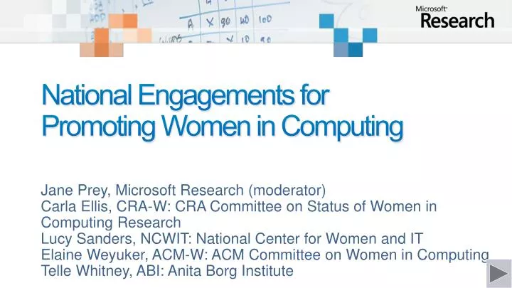 national engagements for promoting women in computing