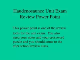 Haudenosaunee Unit Exam Review Power Point