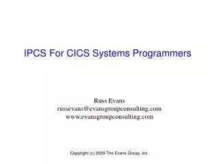 IPCS For CICS Systems Programmers