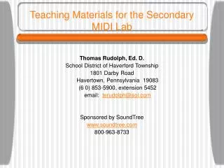 Teaching Materials for the Secondary MIDI Lab