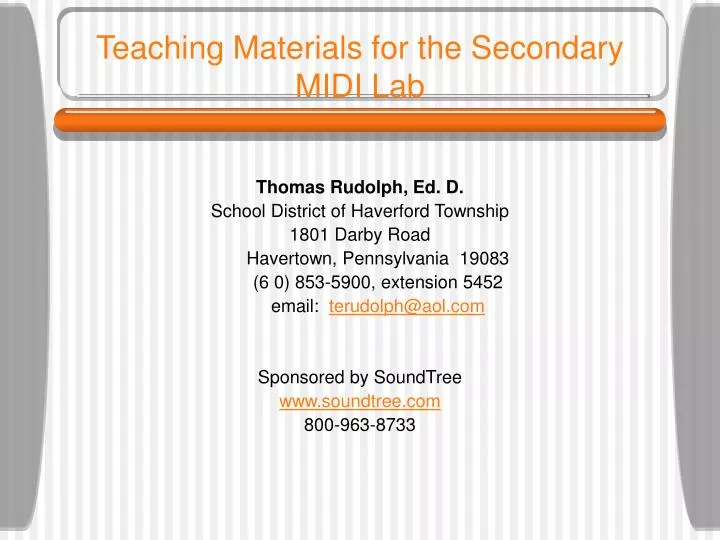 teaching materials for the secondary midi lab