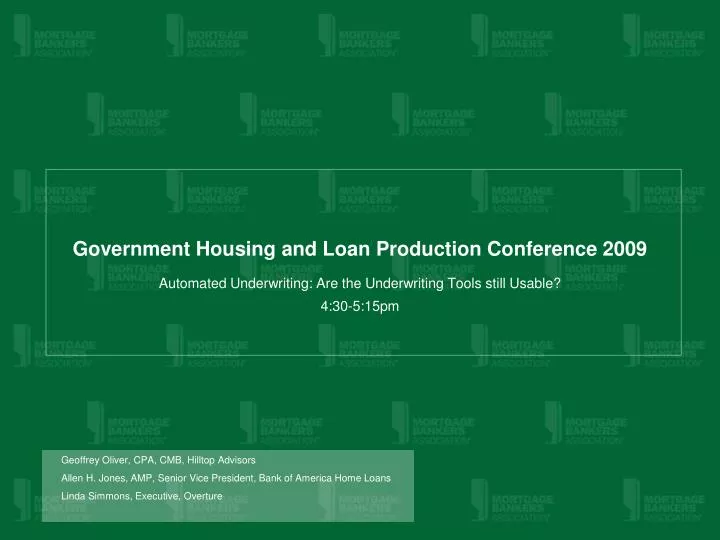 government housing and loan production conference 2009