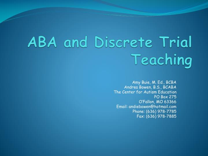 aba and discrete trial teaching