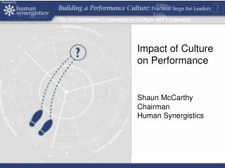 Impact of Culture on Performance Shaun McCarthy Chairman Human Synergistics