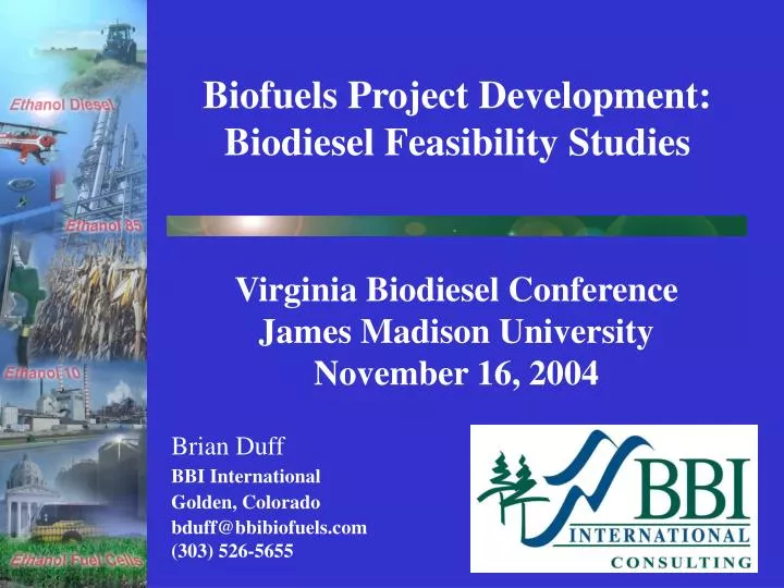 biofuels project development biodiesel feasibility studies