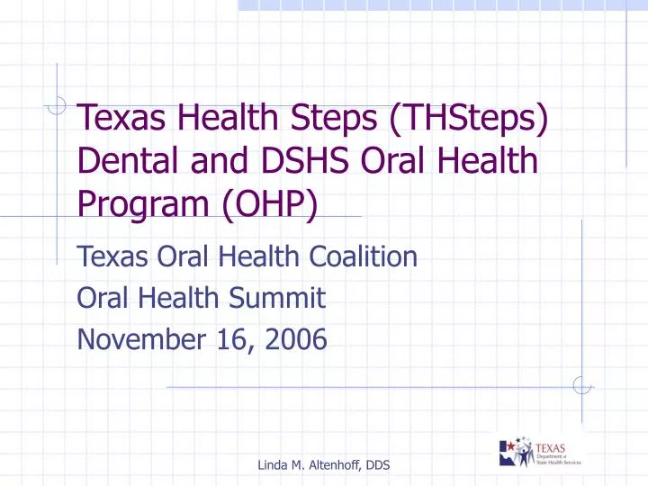 texas health steps thsteps dental and dshs oral health program ohp