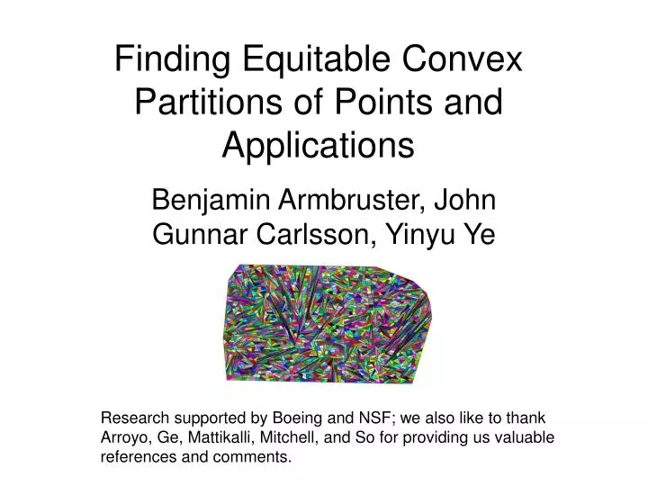 finding equitable convex partitions of points and applications