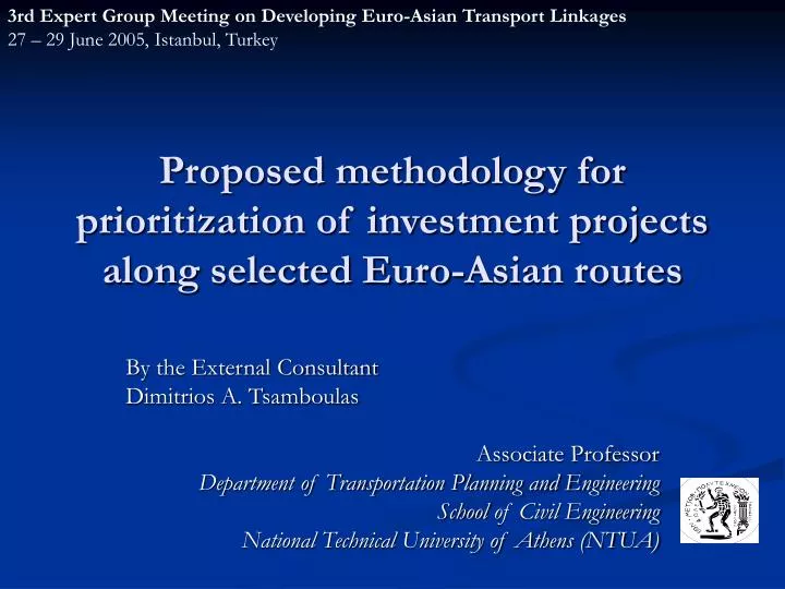 proposed methodology for prioritization of investment projects along selected euro asian routes