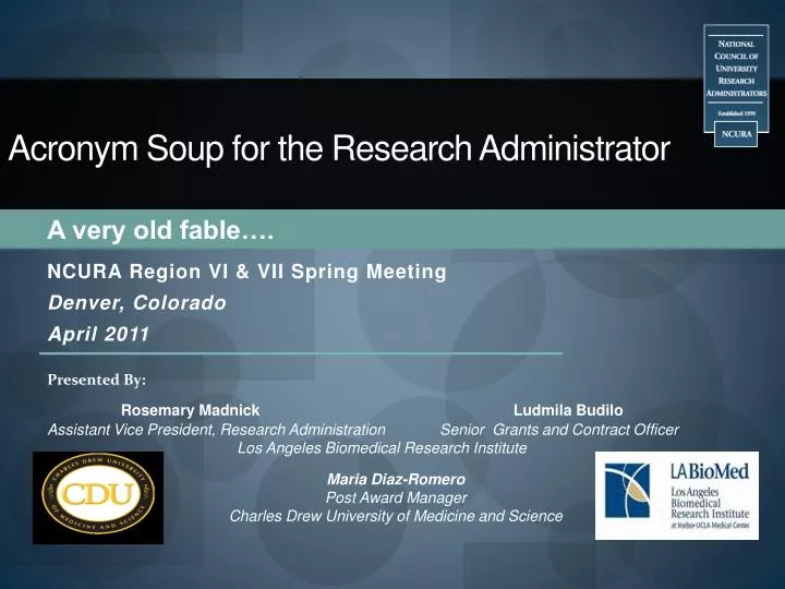 acronym soup for the research administrator