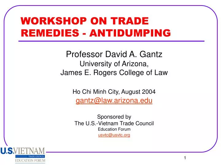 workshop on trade remedies antidumping