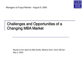 Challenges and Opportunities of a Changing MBA Market