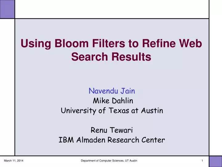 using bloom filters to refine web search results