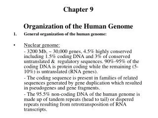 Chapter 9 Organization of the Human Genome