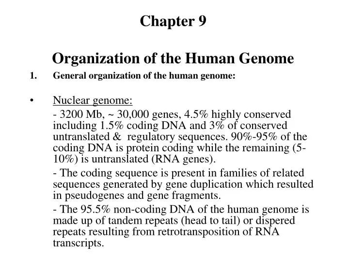 chapter 9 organization of the human genome