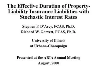 The Effective Duration of Property-Liability Insurance Liabilities with Stochastic Interest Rates