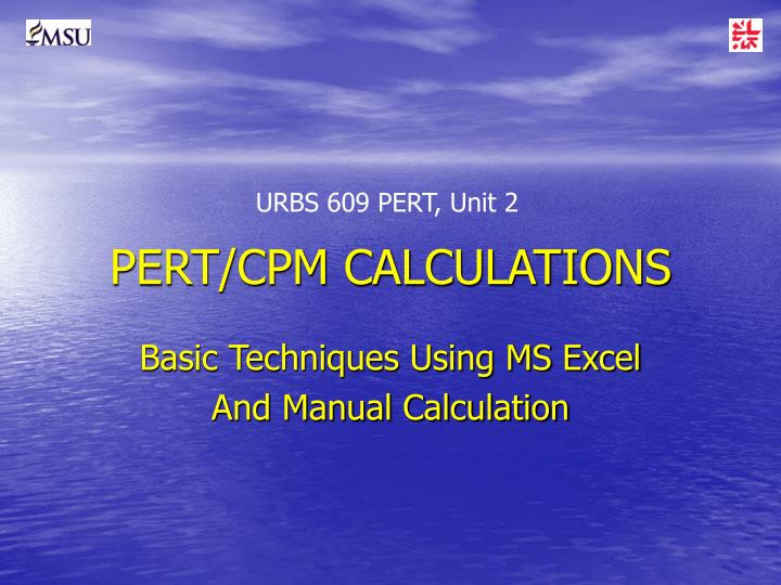 pert cpm calculations