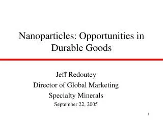 Nanoparticles: Opportunities in Durable Goods