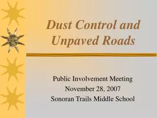 Dust Control and Unpaved Roads