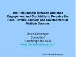 The Relationship Between Audience Engagement and Our Ability to Perceive the Pitch, Timbre, Azimuth and Envelopment of M - slide 1