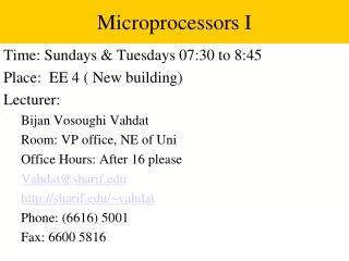 Microprocessors I