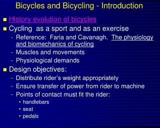 Bicycles and Bicycling - Introduction